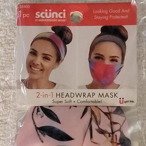 SCUNCI 2-IN-1 Headwrap Mask - Pink Floral